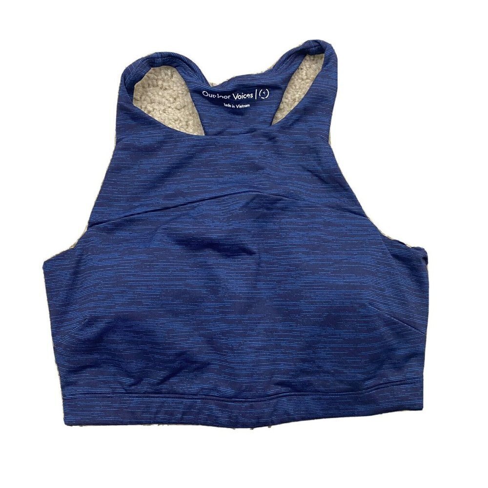 Outdoor Voices Womens Sports Bra Size S Blue High Neck Workout Top Racerback